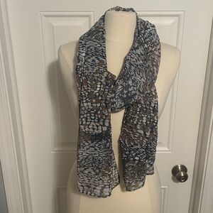 Cabi style #695 scarf Abstract Animal Print Lightweight Fabric Brown & Black